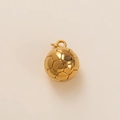 Detailed view of a 3D soccer ball pendant in 18k gold finish with polished metal texture - Soccer Ball Pendant