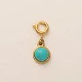 18K vergoldeter Edelstahl DIY Anhänger mit einem runden Türkisstein und Federring - Türkis Anhänger / Gold/Blau