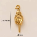 Polierter 18K vergoldeter Mittelfinger-Anhänger aus Edelstahl mit 33,5mm Höhenmaßangabe - Mittelfinger-Geste-Anhänger