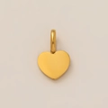 Detailed close-up of a 18K gold-plated heart-shaped pendant with a smooth polished surface - Flat Heart Pendant Only (Without Chain)