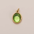 Collana minimalista retrò in acciaio inossidabile placcato oro 18K con gemma ovale verde - Ciondolo Pietra Natale Agosto