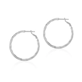 Polished silver textured hoop earrings with a modern wavy bamboo design in minimalist style - Silver Wavy Style (KE0997-1)