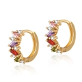 18K vergoldete Huggie-Ohrringe mit bunten Regenbogen-Zirkonia-Steinen für Damen - Regenbogen Farbverlauf Stil (KE1049-2) / Gold mit mehrfarbigem Zirkon