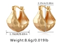 Macro view of 18K gold plated brass earrings featuring geometric cage design and dimensions - Faceted Waterdrop Style (KE1052-1)