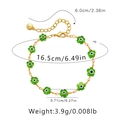 Detailed view of green flower charm bracelet with Evil Eye beads and size measurements - Green Five-Petal Flower Eye (KB0412)