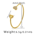 Detail view of heart-shaped gold bangle with dimensions and weight specifications - Heart Zirconia Double Heart Style (KB0396)