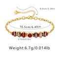 Detail view of 18K gold plated bracelet showing size dimensions and colorful zircons - Colorful Zirconia Red Gem Paperclip Chain Style (KB0414)