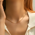 Elegante collar de cadena de clip bañado en oro de 18 quilates para mujer estilo chic - Estilo de Cadena de Clip (KN0263)