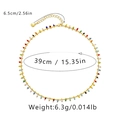 Detailed size chart for the colorful beaded 18K gold brass necklace with dimensions - 18K Gold / Colorful Small Round Beads Style (KN0008)