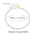Detail view of turquoise bead necklace with 39cm length and 6.5cm extension chain - 18K Gold / Turquoise Beaded Style (KN0013)