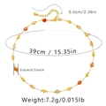 Bohemian orange beaded clavicle necklace with gold chain and size measurement details - 18K Gold / Yellow Faceted Beads Style (KN0062-2)