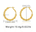 Detailansicht der 18K vergoldeten Perlenohrringe mit präzisen Größenabmessungen - Trommelperlenschnurring-Stil (KE0844-1) / 18K-Gold
