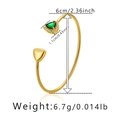 Detailed size specifications of the C-shaped gold bracelet with green zircon gemstone - Green Triangle Gemstone Style (KB0385-3)