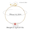 Böhmische 18K vergoldete Perlenkette mit rotem Blumenanhänger und weißen Perlen - 18K-Gold / Roter Blumenstil (KN0290-1)