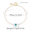 Böhmische 18K vergoldete Perlenkette mit blauem Gänseblümchen-Anhänger und verstellbarem Verschluss - 18K-Gold / Blauer Gänseblümchenstil (KN0290-4)