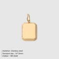 14K gold plated stainless steel rectangle pendant with coin edge, size 16x13mm - Plain Style / Gold