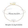 Bohemian ketting met 4mm witte parels en gouden sluiting van 42cm lang - Volledige Parel