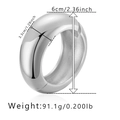 Chunky silver alloy bangle with wide geometric design and high-polished finish - Silver Liquid Smooth Style (SZ60546-2)