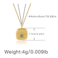 Gold Evil Eye square pendant necklace with turquoise stone and dimension details - Square Turquoise Style (KNAM0004)