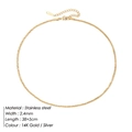 Golden stainless steel 2.4mm beaded choker necklace with adjustable 38+5cm extension chain - Width 2.4mm / Gold (38+5CM)