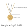 Gold plated Turkish Evil Eye necklace with blue stone and product size measurements - Radiant Round Style (KNAM0005)
