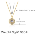 Gold Evil Eye necklace with white zircon pendant, including chain length and size details - Zirconia Round Style (KNAM0012)