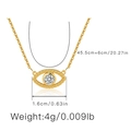 Collar Evil Eye de oro con colgante de circón y medidas de 45,5 cm más 6 cm de extensión - Estilo Ojo Zirconia con Cuentas (KNAM0063)