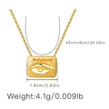 Collar dorado con colgante rectangular de ojo turco y cadena ajustable de 45 a 51 cm - Estilo Ojo Cuadrado Hueco (KNAM0064)