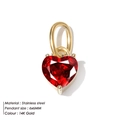 Ciondolo a cuore 6x6mm con zircone rosso in acciaio inossidabile placcato oro 14K - Piccolo / Rosso (Base Oro)