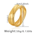 Polished gold wave design wide cuff bangle with 6cm inner diameter for women - Gold Ripple Wide Style (SZ60605-2)