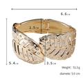 Modern leaf-shaped open cuff bracelet in gold finish with sparkling white rhinestones - Gold Dense Leaf Rhinestone Style (SZ60172)