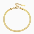 14K gold plated stainless steel herringbone snake chain anklet with lobster clasp - 5MM-20+3CM / Gold