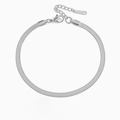 Sleek silver flat snake bone chain anklet in stainless steel with adjustable lobster clasp - 5MM-20+3CM / Steel
