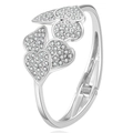 Silver-plated bangle with five interlocking heart motifs paved in sparkling crystals - Silver Multi-Heart Full Rhinestone Style (SZ60422-2)