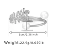 Silver leaf bangle featuring elegant feather design and two large white pearls - Silver Feather Pearl Spring Bangle (SZ60462-2)