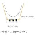 Collar Ojo Turco dorado con cuentas azules y dimensiones sobre un fondo blanco - Estilo de Cuentas de Ojo Triple Color (KNAM0021)