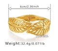 Irregular golden hollow leaf cuff bracelet featuring detailed vein patterns and 6cm diameter - Gold Hollow Tree Leaf Style (SZ60490)
