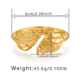 Modern gold-plated irregular leaf-shaped open bracelet with detailed vein texture - Gold Interleaved Leaf Style (SZ60556-1)
