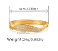Gold leaf bangle with sparkling zircon pavé, featuring a 6cm inner diameter sizing - Gold Overlapping Leaf Rhinestone Style (SZ60459-1)