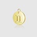 Polished 18K gold plated titanium steel Gemini zodiac sign hollow round pendant charm - Gemini