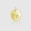 Golden stainless steel round pendant featuring a hollow Cancer zodiac symbol - Cancer