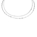 Double layer stainless steel necklace with silver sequins and twisted chain style - Steel