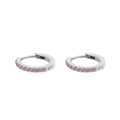 Silver hoop earrings with sparkling pink zircons for a minimalist elegant style - October Pink