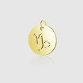 Gold stainless steel Capricorn zodiac pendant with hollow round design and link ring - Capricorn