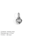 Polished stainless steel 9x7mm mini heart-shaped pendant DIY jewelry component - Mini Heart (ZP36261) / Steel