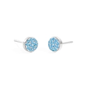 Boucles d'oreilles minimalistes en acier argenté avec pavé de pierres bleu clair - Acier + Bleu Lac