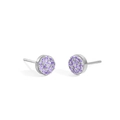 Boucles d'oreilles en argent poli avec gemmes mauves sertis pavé pour femme - Acier + Violet