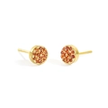 Boucles d'oreilles minimalistes en acier doré avec pavé de pierres de naissance orange - Janvier Rouge - Argent