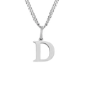 Polished silver stainless steel necklace featuring a minimalist capital letter D pendant - D-Silver-1 Piece