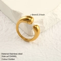 Detail of 8mm golden stainless steel chunky open ring resting on a white marble stone - Circumference 54MM-US7 / Gold (TR18918)